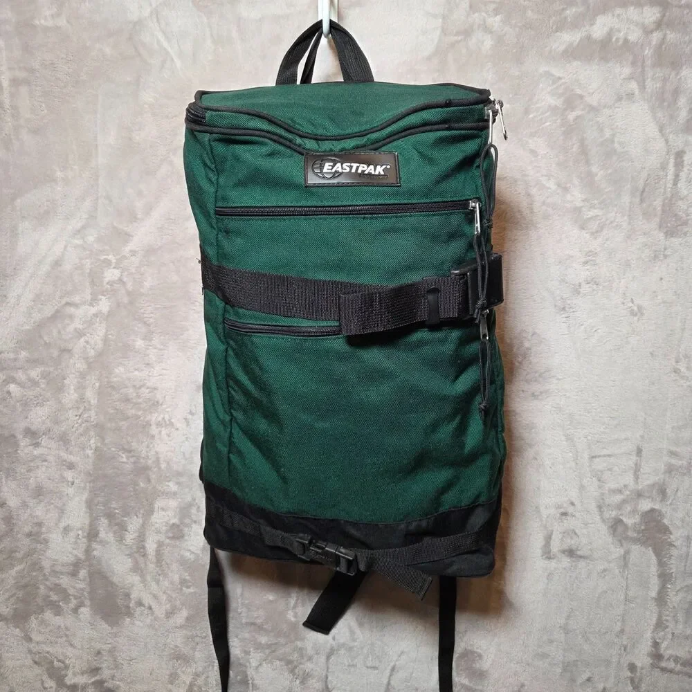 Vintage 90s Eastpak Backpack USA Green Travel Hiking Utility Pack